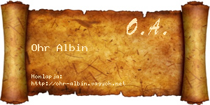 Ohr Albin névjegykártya